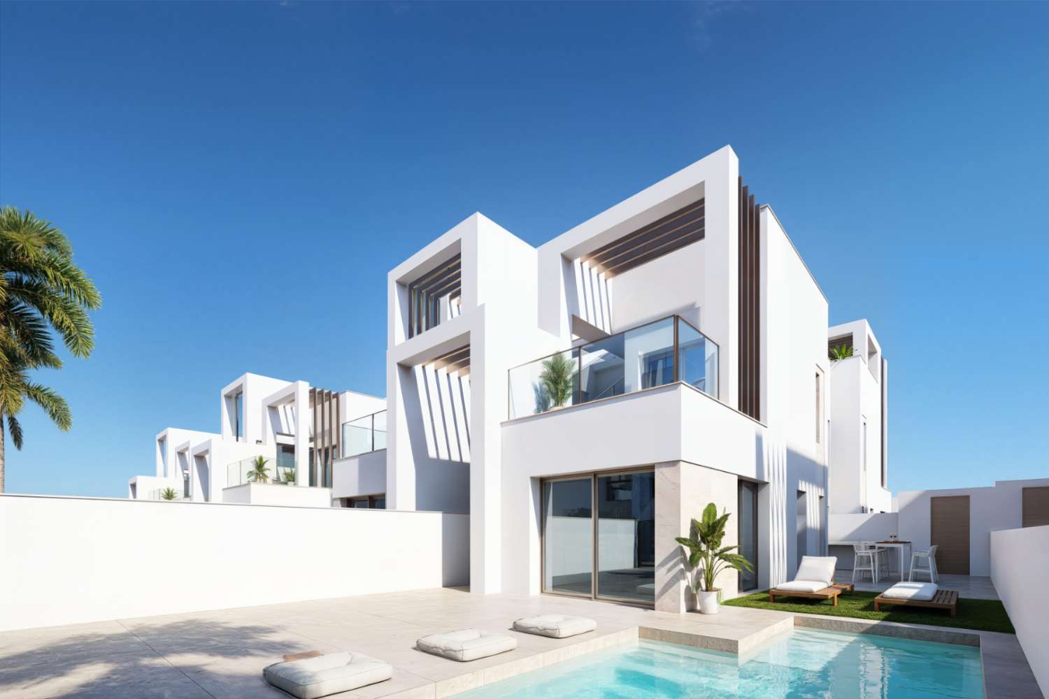 Quadruple villas in Los Alcázares, near Serena Golf and 500m from the Mar Menor