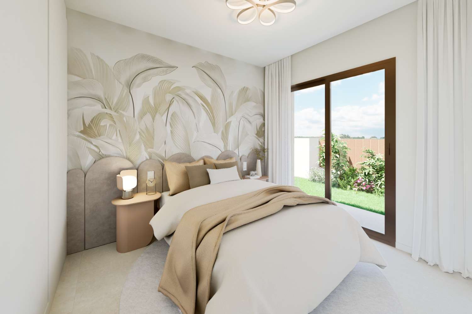 Bungalow de obra nueva en planta baja con jardín privado cerca de Serena Golf en Los Alcázares
