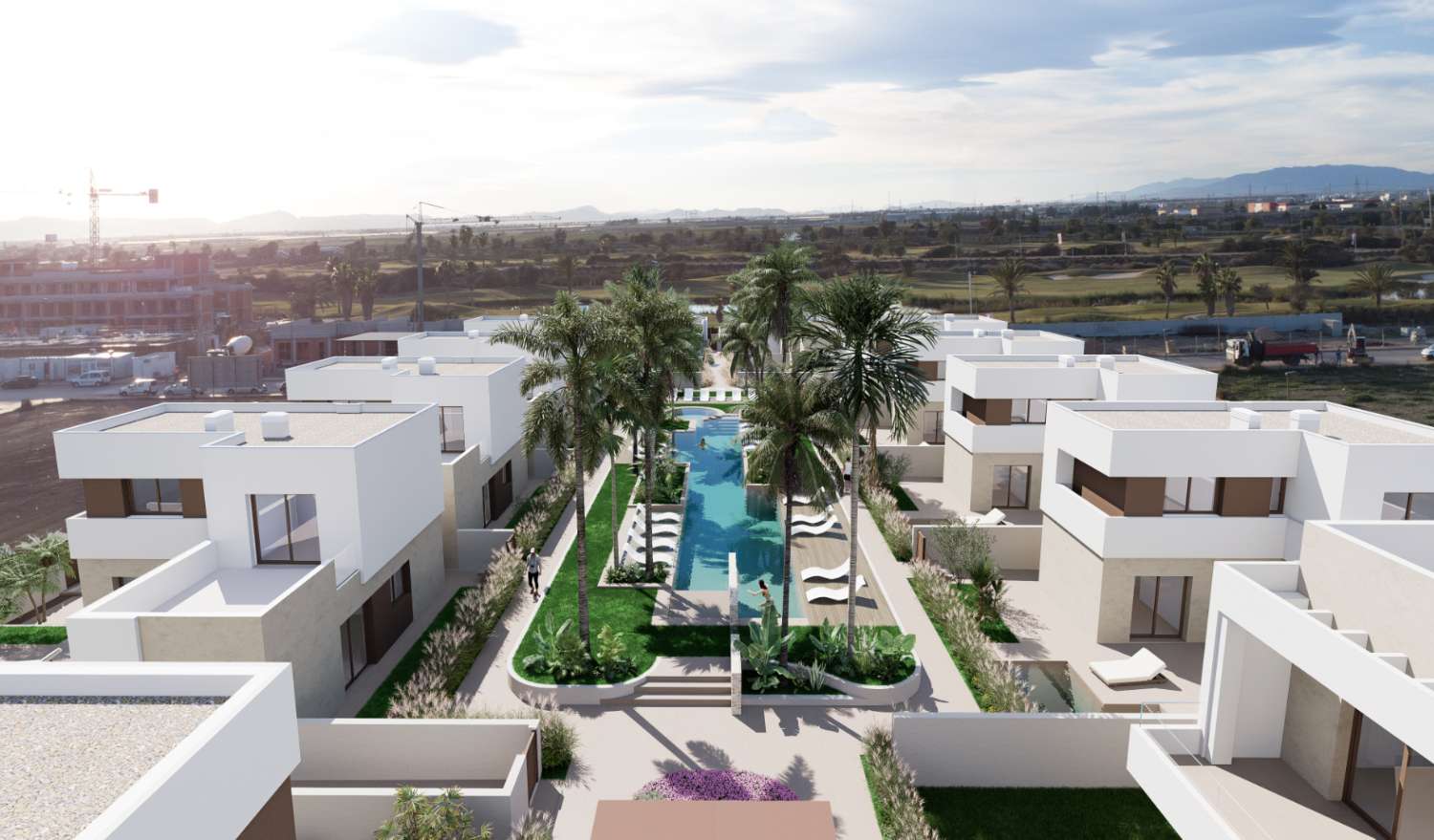 Bungalow de obra nueva en planta baja con jardín privado cerca de Serena Golf en Los Alcázares