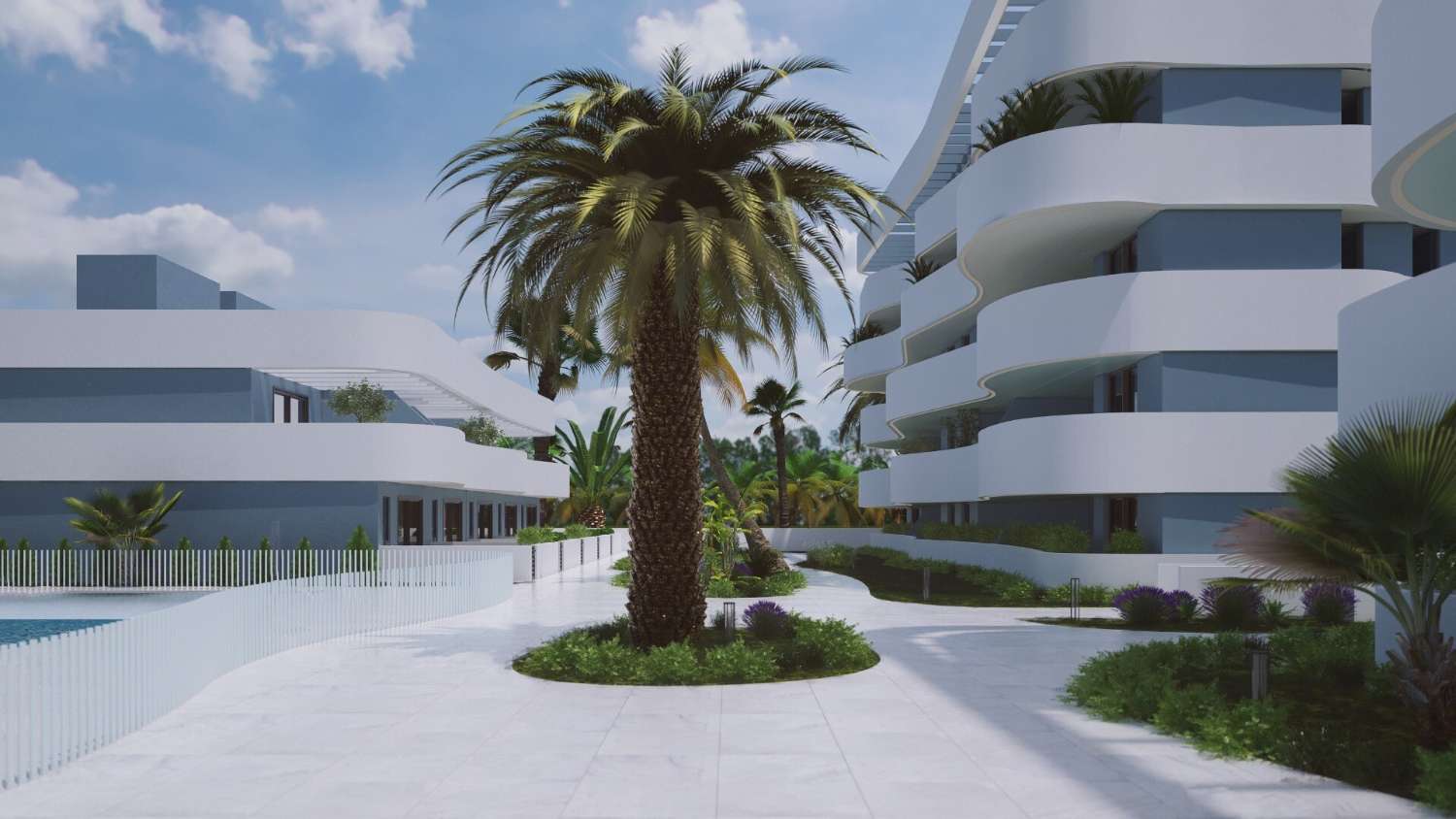 Adosado de obra nueva con solárium y amplias terrazas en residencial con piscina y gimnasio en El Raso, Guardamar del Segura