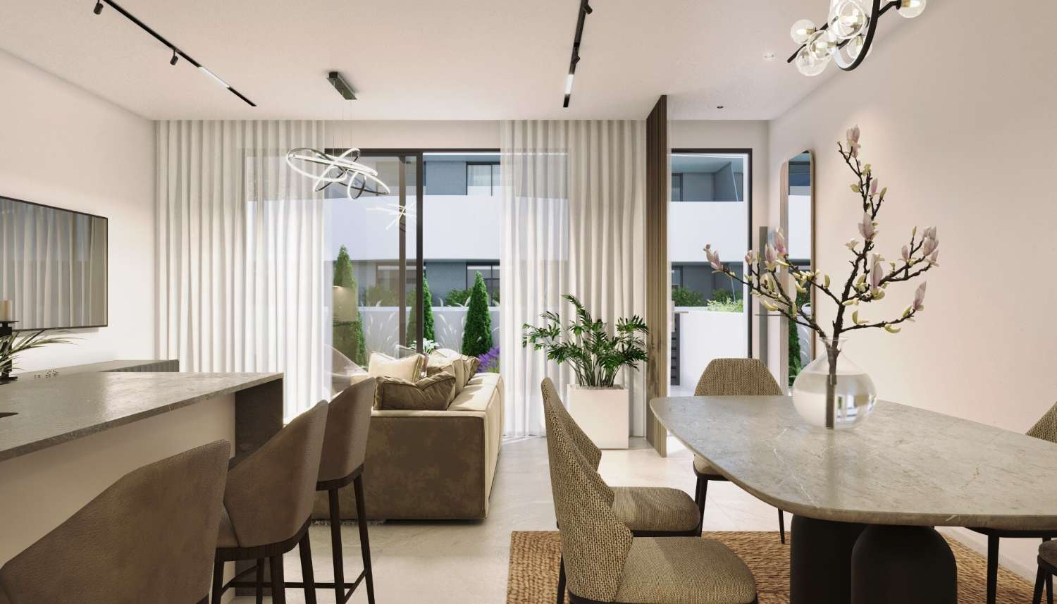 Adosado de obra nueva con solárium y amplias terrazas en residencial con piscina y gimnasio en El Raso, Guardamar del Segura
