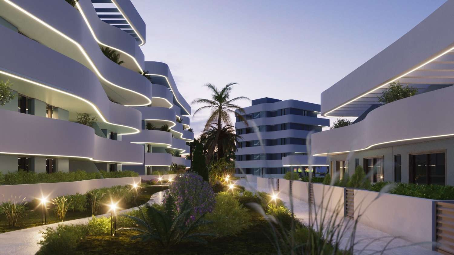 Adosado de obra nueva con solárium y amplias terrazas en residencial con piscina y gimnasio en El Raso, Guardamar del Segura