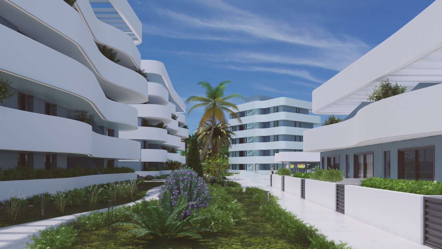 Adosado de obra nueva con solárium y amplias terrazas en residencial con piscina y gimnasio en El Raso, Guardamar del Segura
