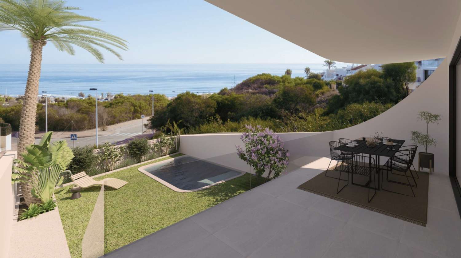 Adosado de obra nueva en planta baja con vistas al mar en La Mata, Torrevieja