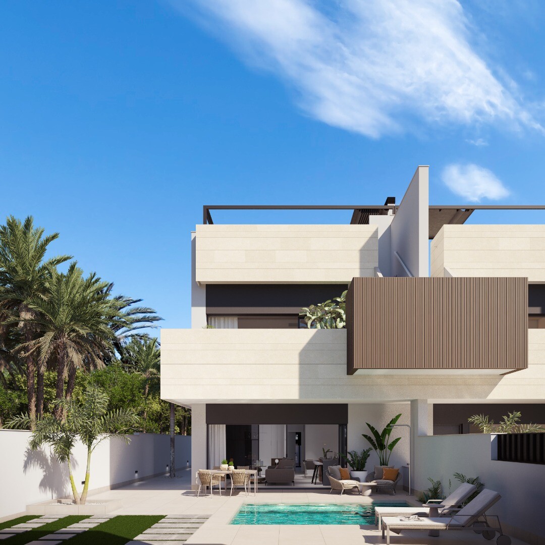 Bungalow moderno en planta alta con solárium y piscina infinity en Pilar de la Horadada