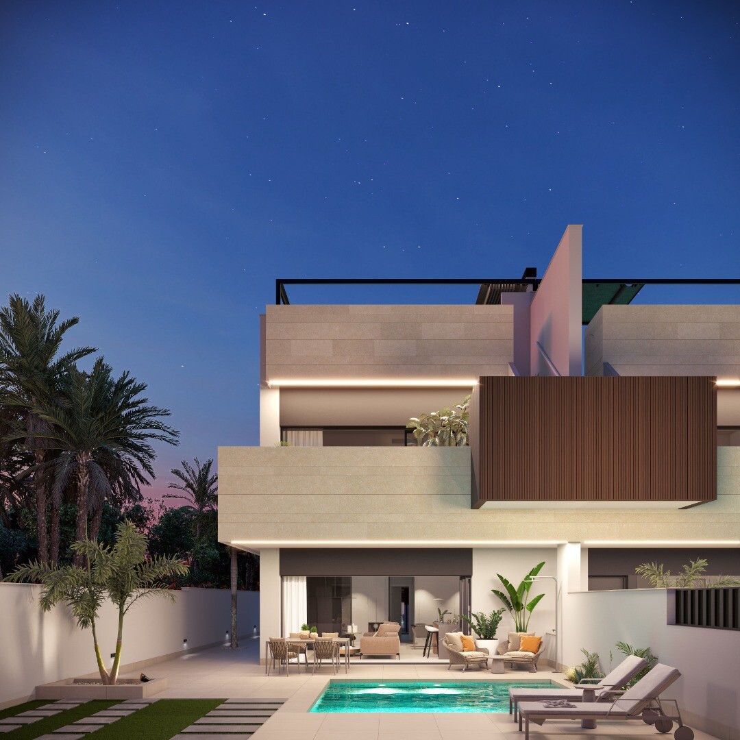 Bungalow moderno en planta alta con solárium y piscina infinity en Pilar de la Horadada