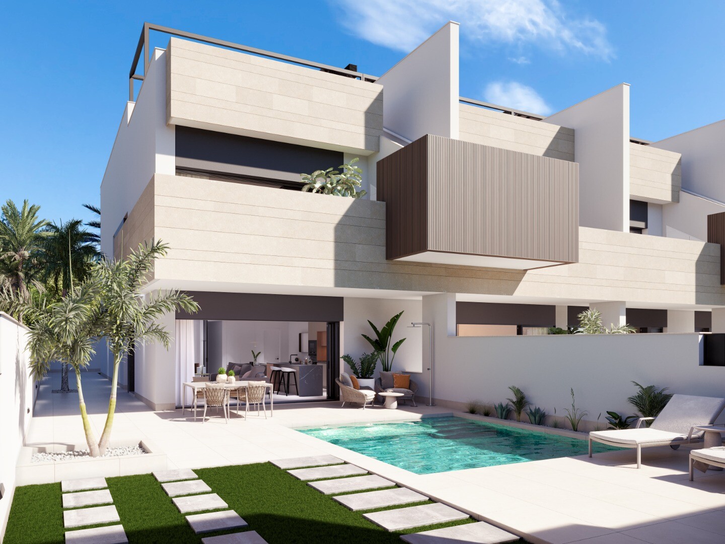 Bungalow moderno en planta alta con solárium y piscina infinity en Pilar de la Horadada
