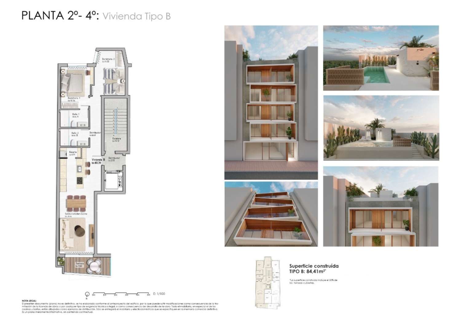 Dernier appartement disponible au quatrième étage d'un nouvel immeuble en construction à Guardamar del Segura.