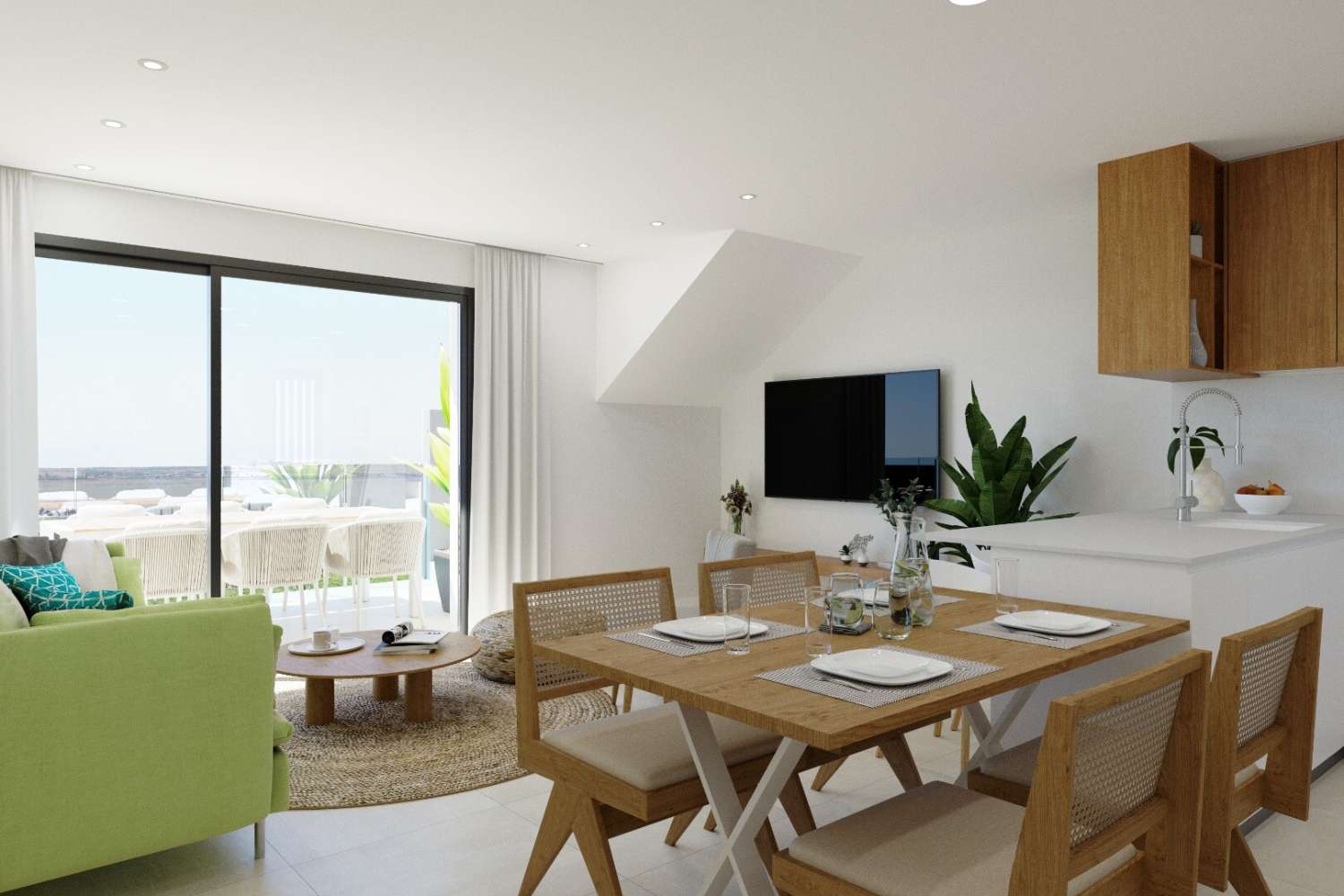 Nieuw gebouwd herenhuis op de bovenste verdieping in Los Balcones, Torrevieja.
